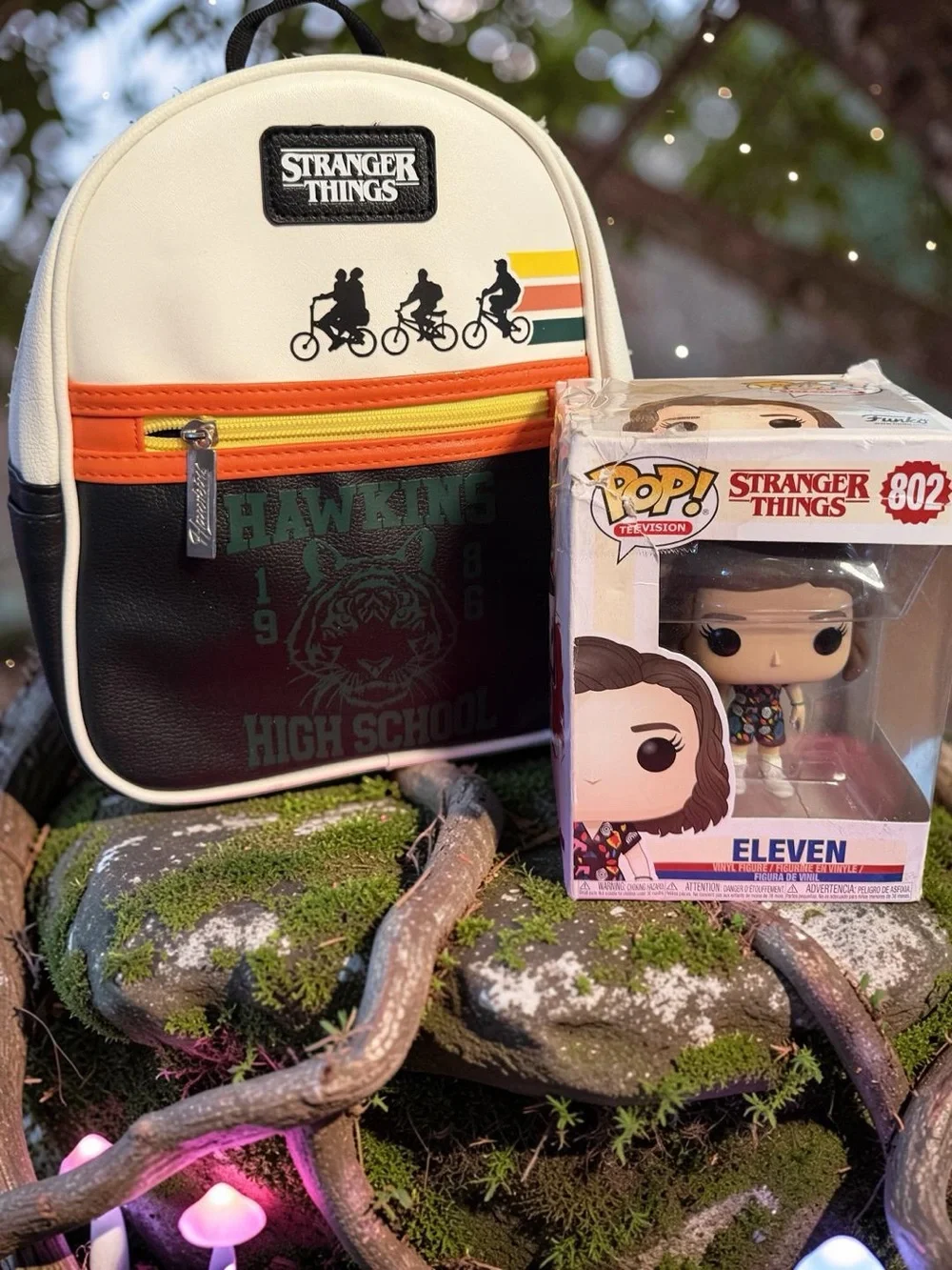 Stranger Things NWT Black Cream & Orange Backpack with Eleven Pop Television